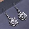 Vintage Totem Earring Sun & Moon Dangle Earrings Geometric Women Dangle Earrings Star Moon Female Korean Jewelry