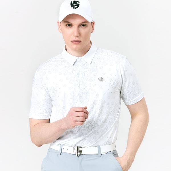 Henry Stuart Men S Paisley Pattern T-Shirt White White/L