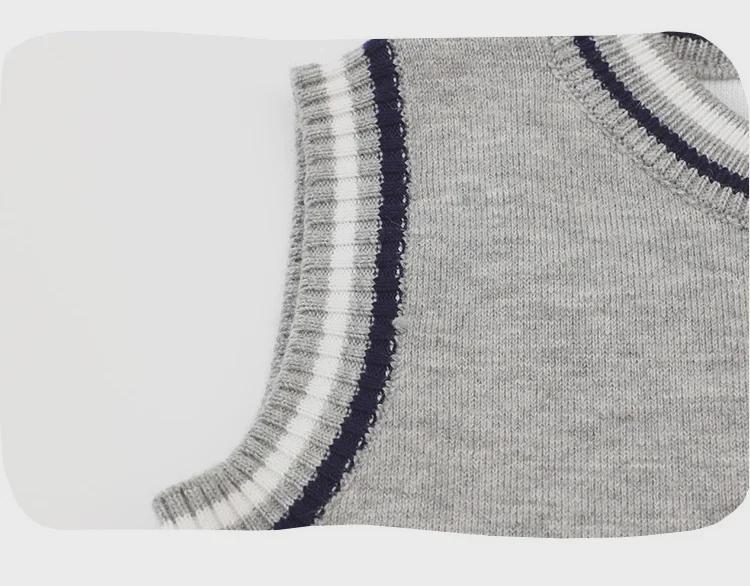 2025 Boys' Cartoon Knitted Sweater Vest - Korean Campus Style for Spring & Autumn
