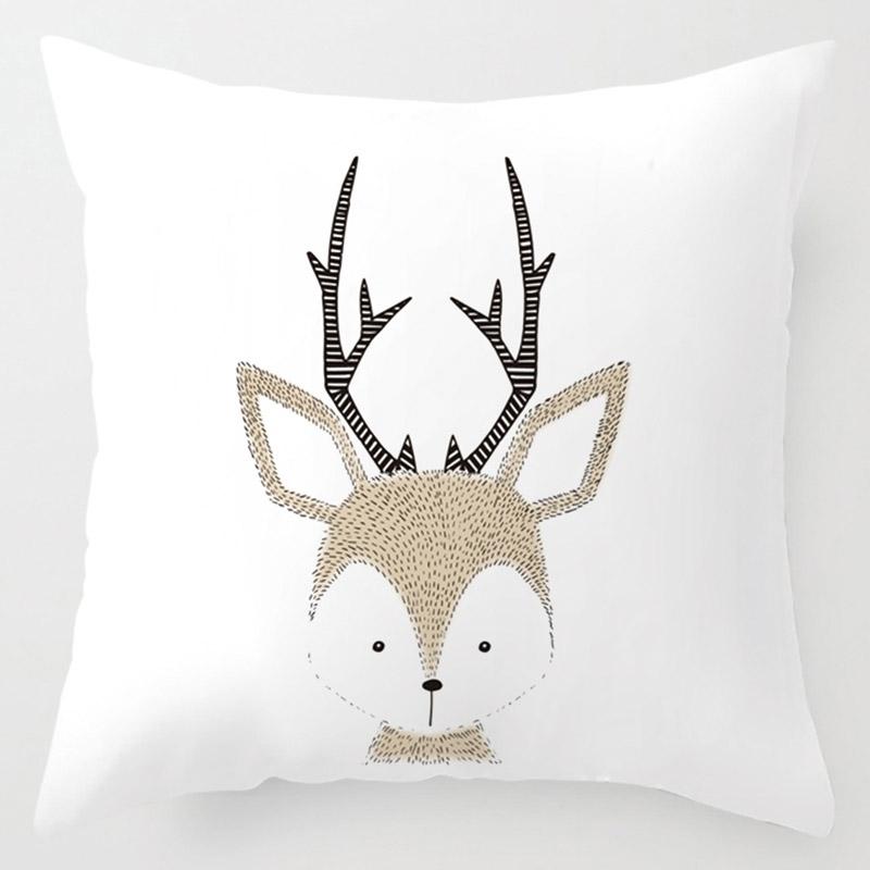 Children'S Room Decoration Cartoon Pillowcase Pet Animal Cushion Cover Rabbit Giraffe Lion Porcupine Bear Fox