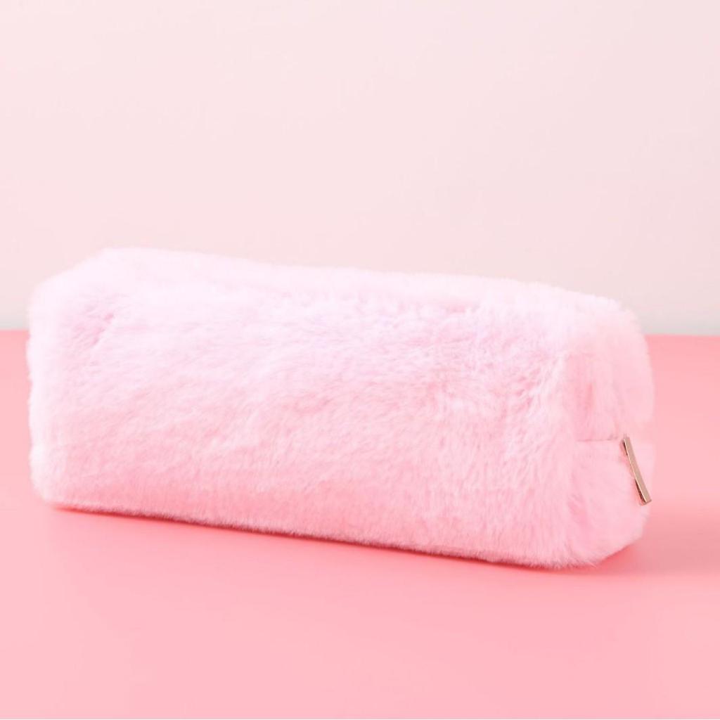 Estojo de Lápis de Pelúcia Fofo Wangdins Estilo Coração Girly Bolsa de Papelaria