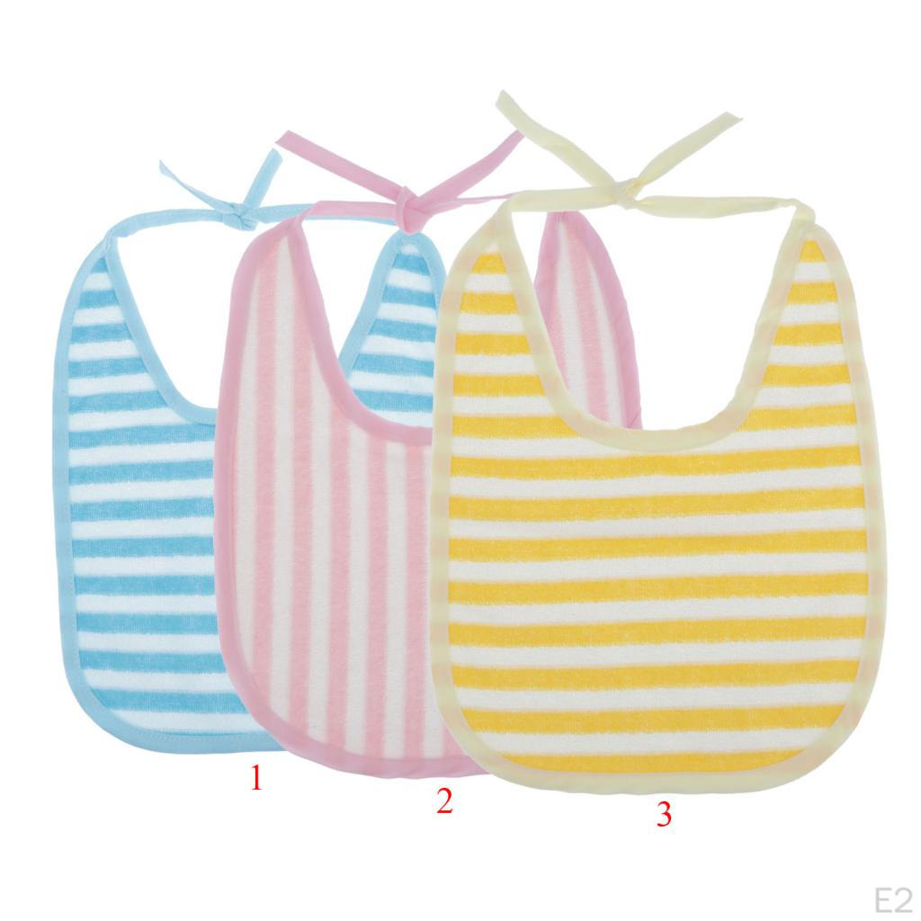 5 Pcs Waterproof Bibs Kids / Toddlers (Large Size) - Stripes Adult Bib for Eating Mealtime Cloth