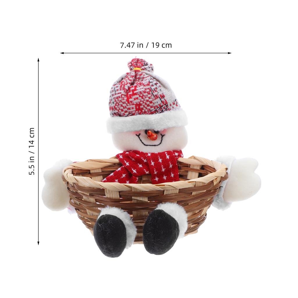Julförvaringskorg Plyschren-docka Godisflätad Hållare Snacks-skål Godisskål För Vinterhelgens Bordsskiva Dekoration