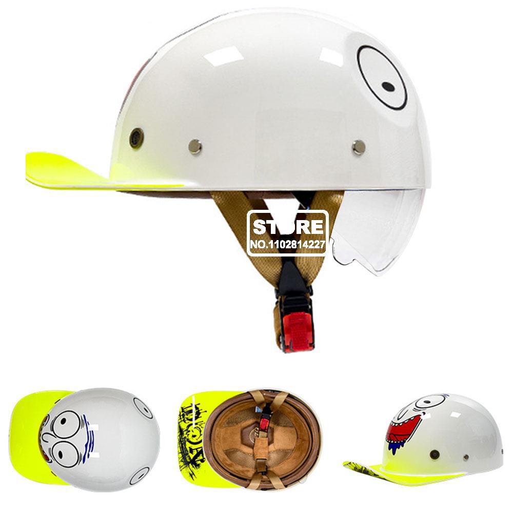 Motorbike Baseball Cap Half Helmet Riding Women Retro Motorcycle Half Helmet Anti Drop Motorcycle Scooter Helmet