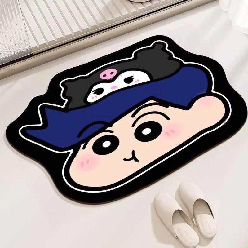 Crayon Shin-chan Diatom Mud Bathroom Mat - Quick-Dry, Water-Absorbent, Decorative Entry Mat 40x60cm (2nd Gen Diatom Mud)