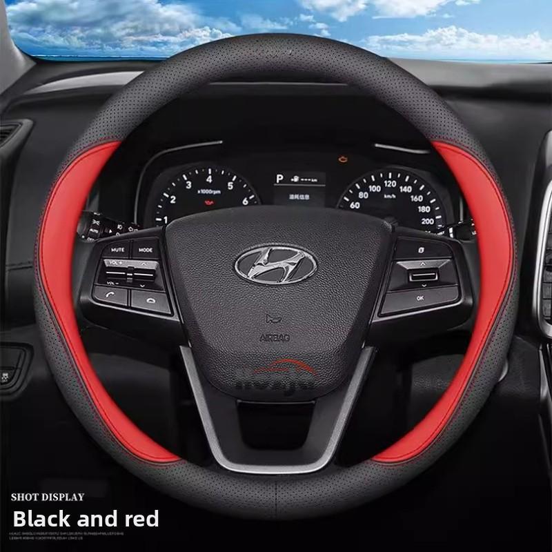 Leather Car Steering Wheel Cover for Hyundai I30 Ioniq I20 I10 I40 Staria Ter Tucson Accent I30n IX35 Kona Creta Accessories