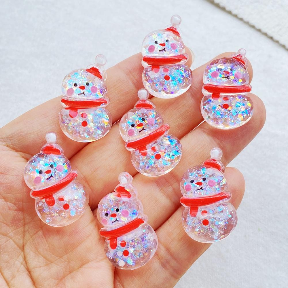 10Pcs Cute Cartoon Santa Claus, Snowman Flat Back Resin Cabochons Scrapbooking DIY Jewelry Craft Decoration Accessorie