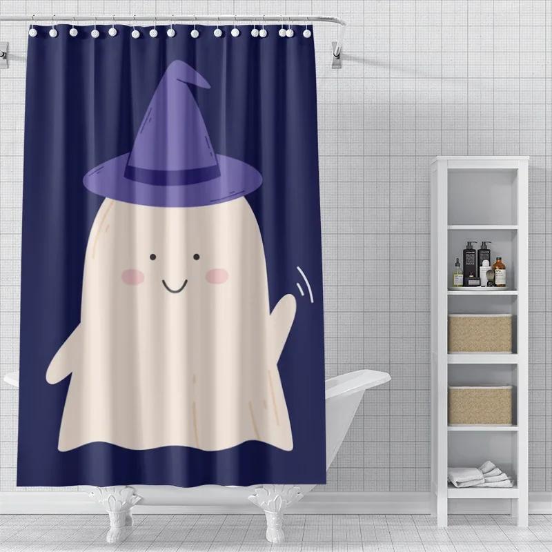 Home Shower Curtains For Bathroom Waterproof Fabric Modern Nordic Style Living Room Curtain Halloween Autumn Pumpkin Decoration