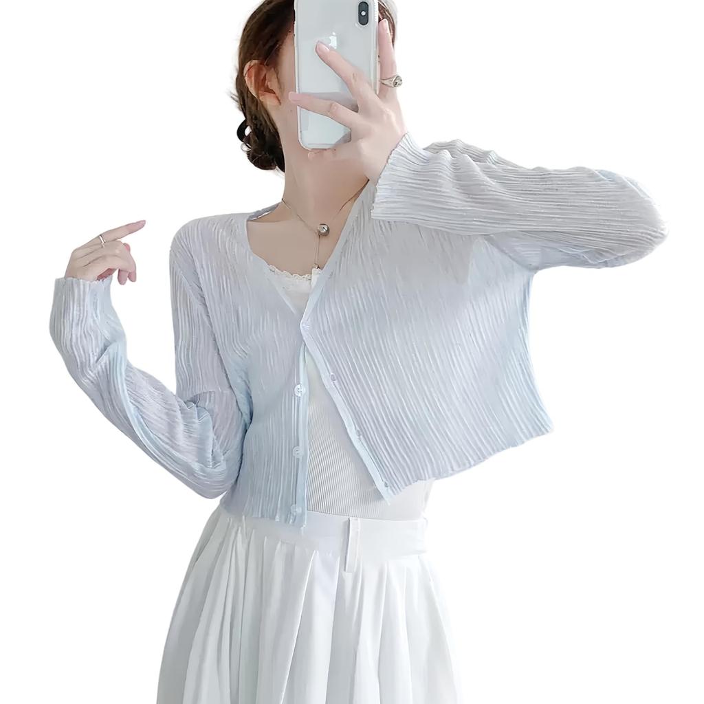 Short Cardigan for Long Super Short Ice UV Sun UV Summer Cool To the Sweat Quick Drying [Gfuracefuliayer] Women, Summer, Sleeve, Cool, Length, Silk,