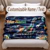 Manta Macia Tema Dinossauro Personalizada com Nome e Texto Impresso Manta Quente Decoração de Casa, Sofá, Quarto
