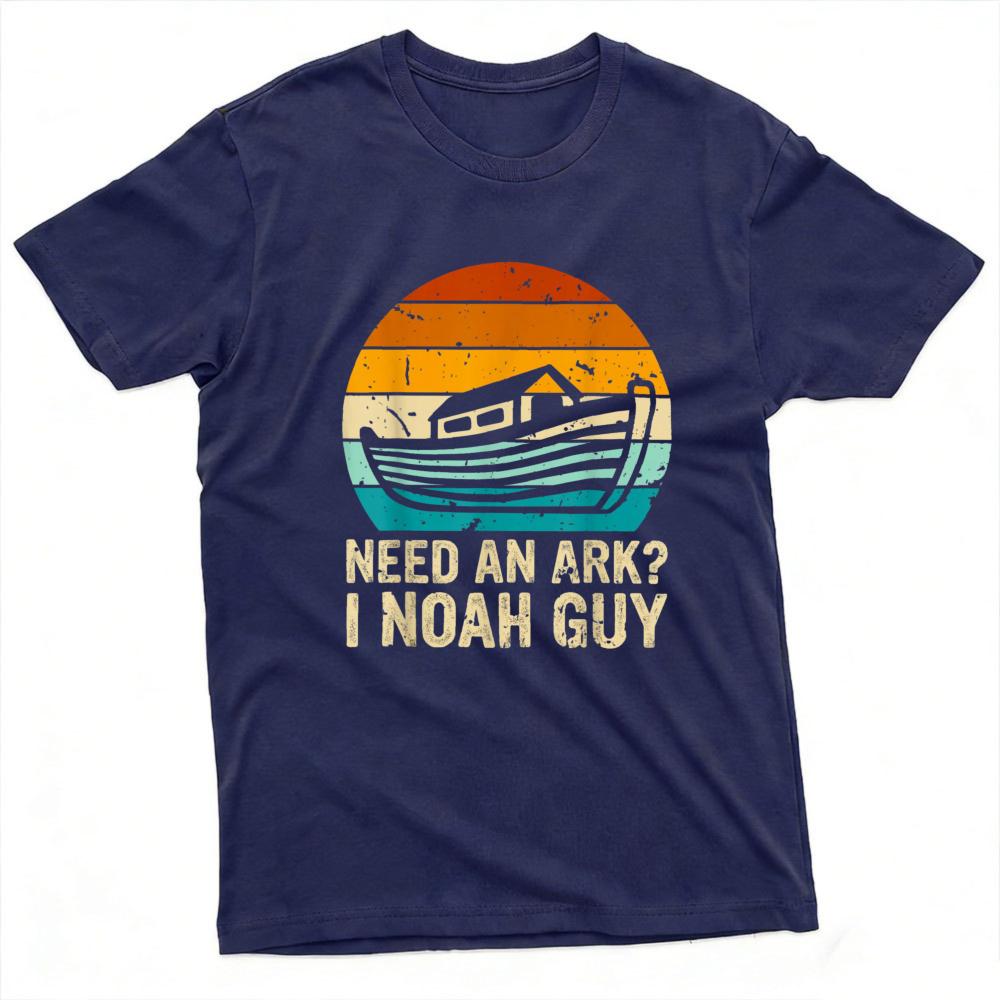 Need An Ark I Noah Guy Vintage Retro Sunset Noahs Ark Graphic T Shirt Unisex Cotton Funny Christian Bible Religious Faith Clothes