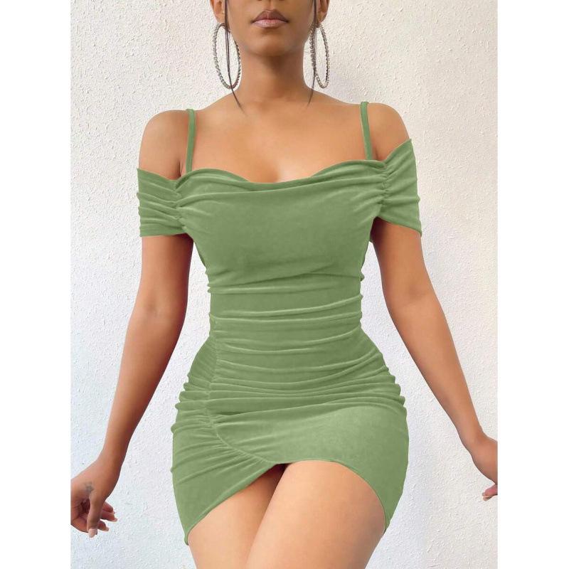L 67738 Sheer Mesh Off-the-Shoulder Bodycon Dress S зелёный