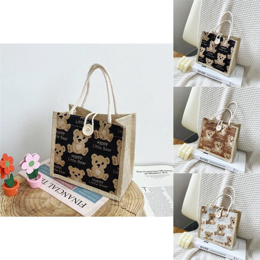 Charming Bear Japanese Printed Tote Bag Lightweight Easy Carry Lunch Box For Students