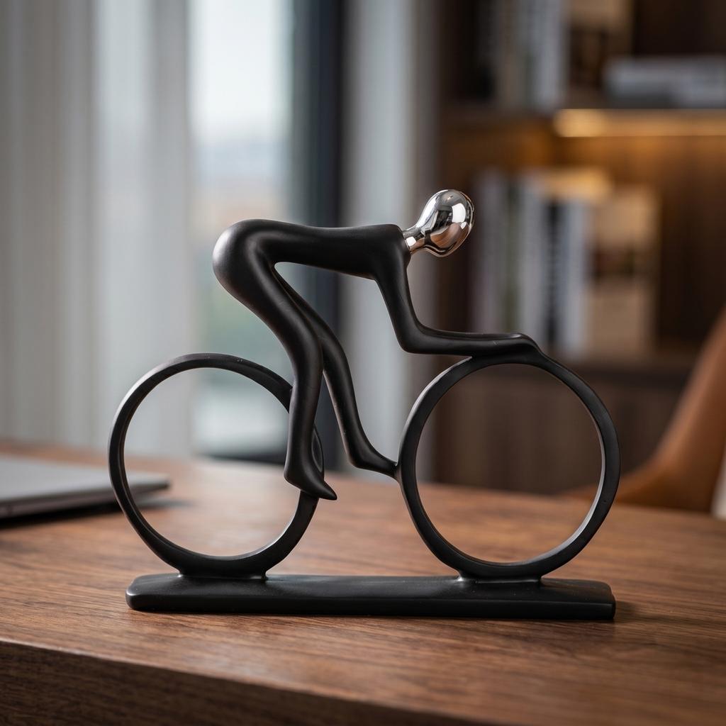 Modern Abstract Cyclist Sculpture Desktop Ornament Creative Sports Bicycle Figurine Home Office Decorative Accent Piece