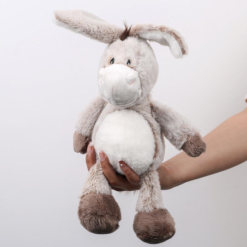 Fashnics Unisex Infant Little Donkey Doll Plush Toy Long-Eared Stilted Donkey Stuffed Toy Kawaii Plushie Doll Lovely Creative Birthday Gift Bed Decro