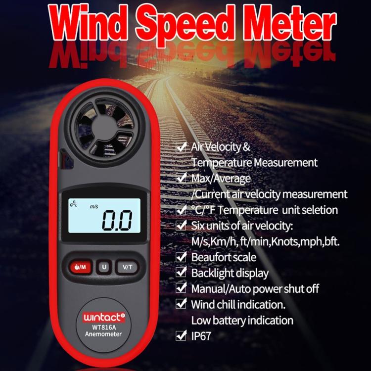 Wintact WT816A Digitales Elektronisches Thermometer Anemometer
