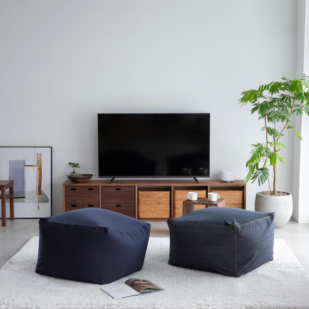 MUJI Kanepe Pamuk 65cm x 65cm x 43cm 84464560 Vücuda Oturan Kılıf, Kot, Lacivert, (W) (D) (H),
