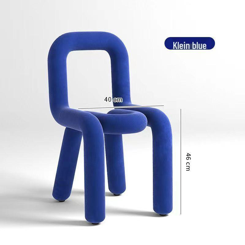 Creative Designer Vanity Chair with Backrest for Bedroom, Bold and Irregular Shape Leisure Stool