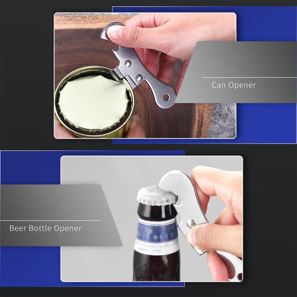 Safe Cut Can Opener Innovative Multifunctional Stainless Steel Can Punch Bottle Opener for Home