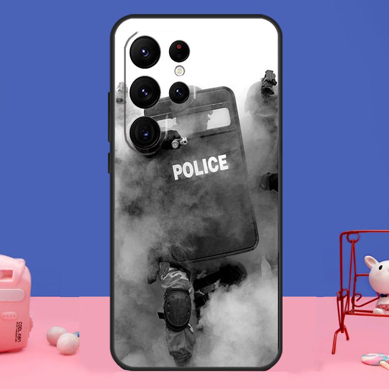 Police Symbol Cover For Samsung Galaxy S24 S23 S22 S21 S20 FE Ultra Plus S8 S9 S10 Note 10 20 Ultra Case