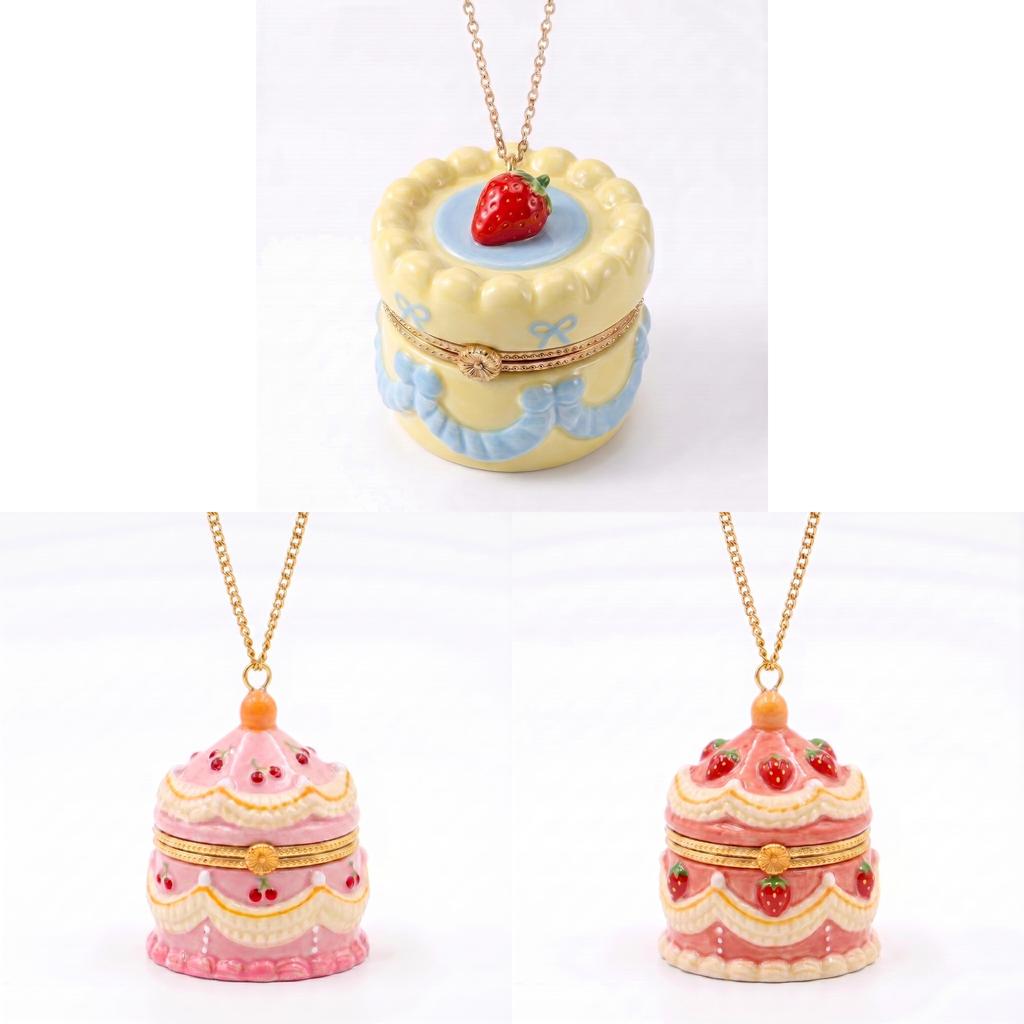 Colar com Pingente em Formato de Bolo de Cobre Galvanizado Para Uso Casual