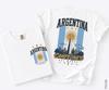 Retro Argentina Campeones Cream Tee Sun Of May National Flag Double Sided Cotton Football Fan Daily Casual Top