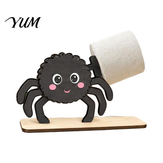 Halloween Party Supplies 2Pcs Paper Towel Holder, Cartoon Animal Tabletop Roll Dispenser, Wooden Stable Wood Tissue Support Stand for Kitchen Bathroom