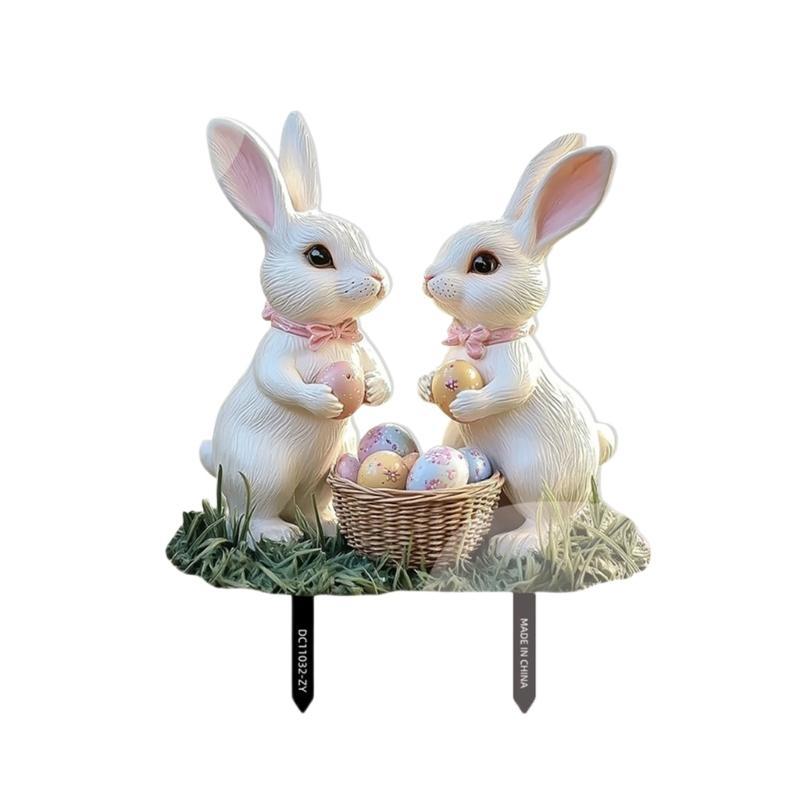 Easter Rabbit Garden Stake Acrylic Rabbit Sign Realistic Animal Figurine Suitable for Outdoor Decoration and Flower top sale