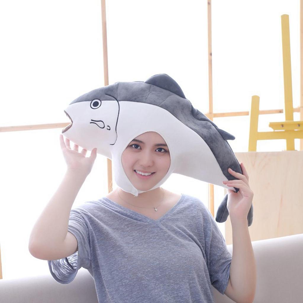 Soft Plush Fish Hat Party Costume Hat Unisex Dress Up Hat Photo Props