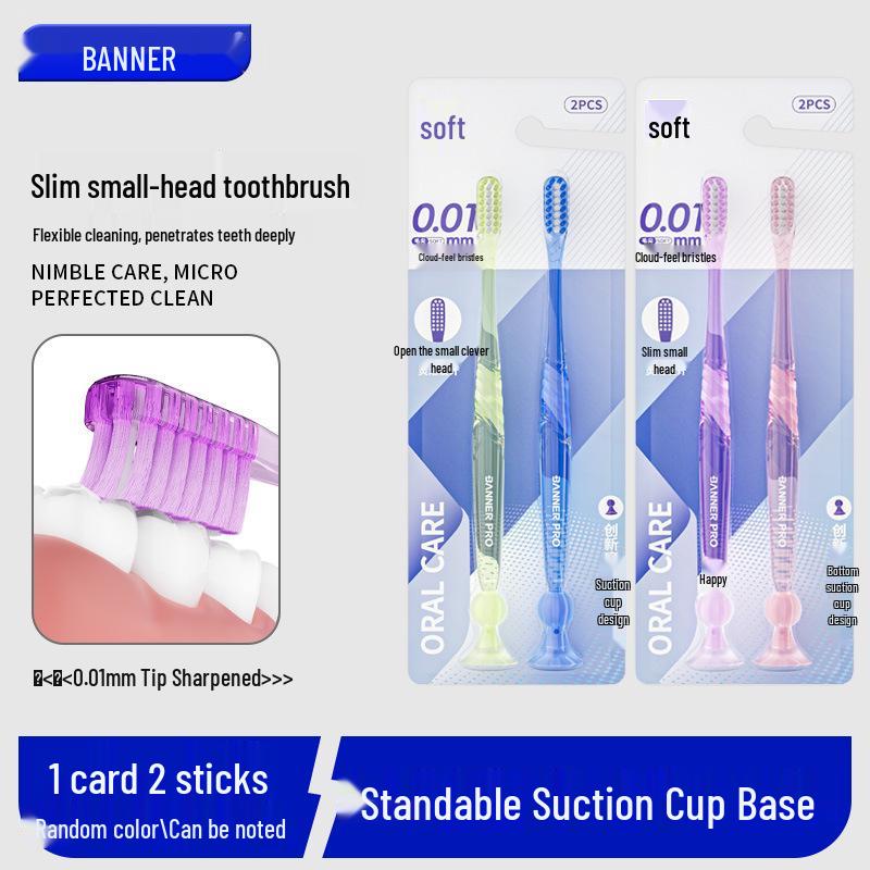 Benou Curved Soft Toothbrush with Suction Cup for Adults - Gentle Gum Protection and Innovative Design