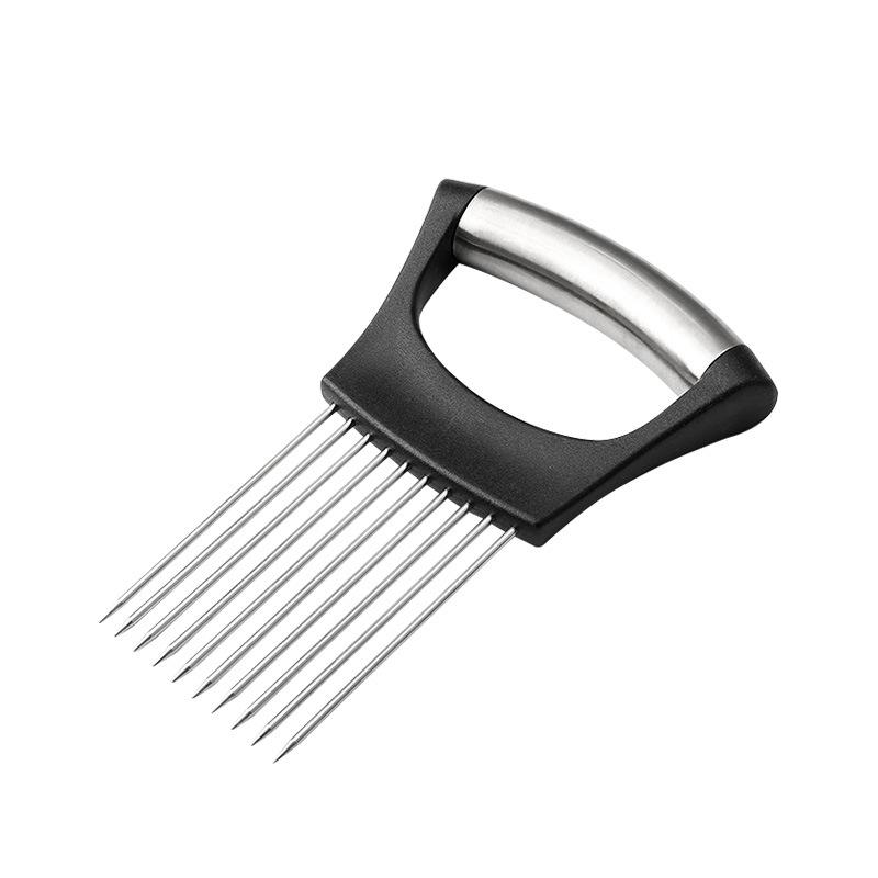 Stainless Steel Onion Holder & Slicer - Vegetable & Meat Tenderizer Tool