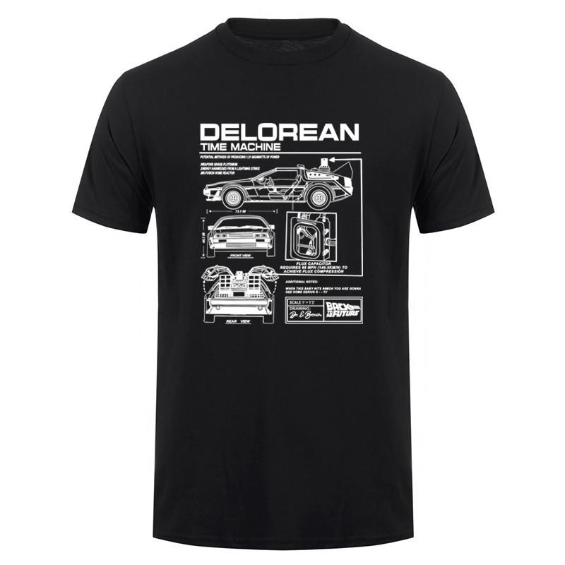 Back To The Future Delorean Schematic Tshirt Print Tshirt Unisex Cotton T Shirt Summer Hip Hop Tees Dz241