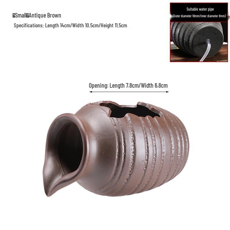 Eco Tank Pottery Jar: Ancient Flow Filtration Ornament for Oxygenating Fish, Courtyard Landscaping, and Fountain Decoration.
