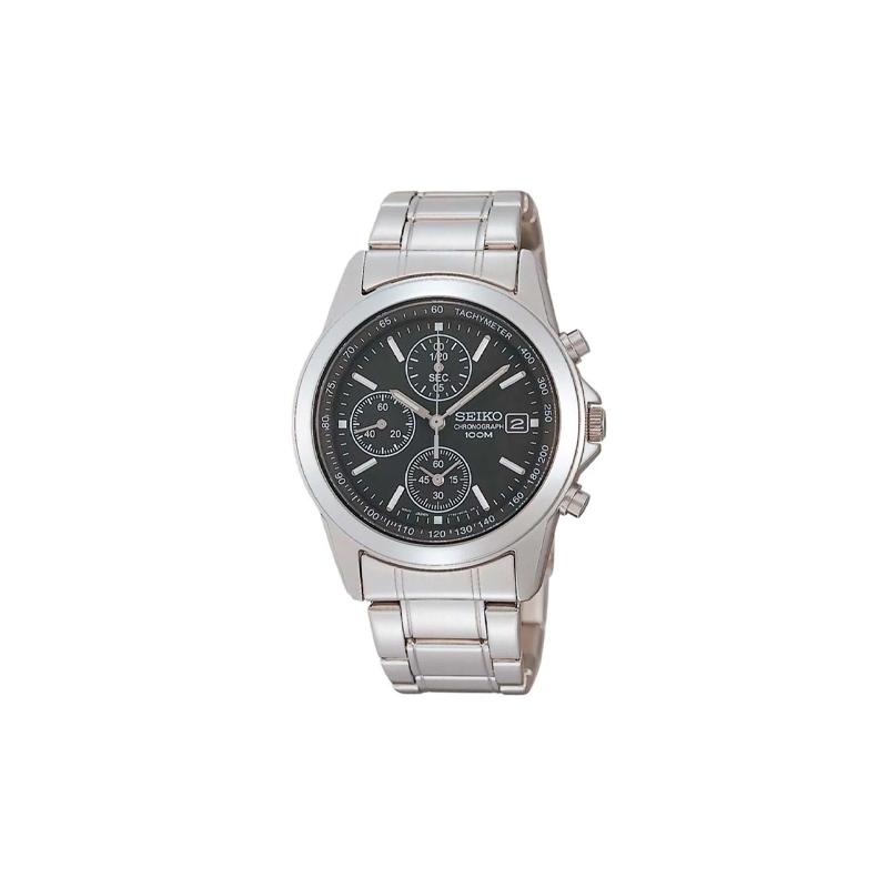 

SEIKO 50 meters waterproof Quartz Steel Strap 38mm men s watch black dial SND309P1
