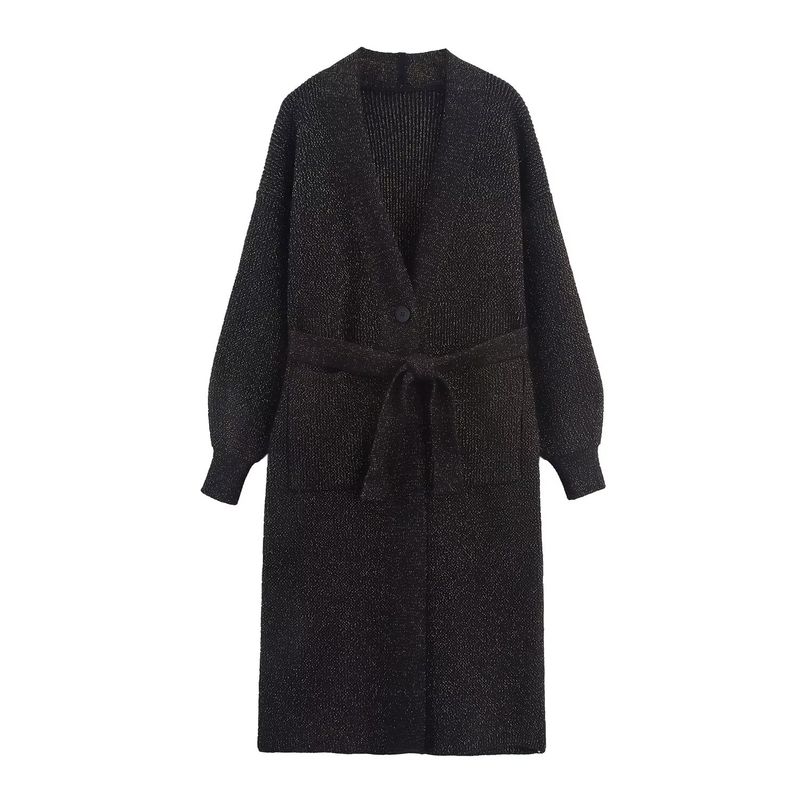 Araltay Autumn New Women's Clothing Fashion Style Fashion All-Match Casual Style Gold Thread Belt Knitting Overcoat