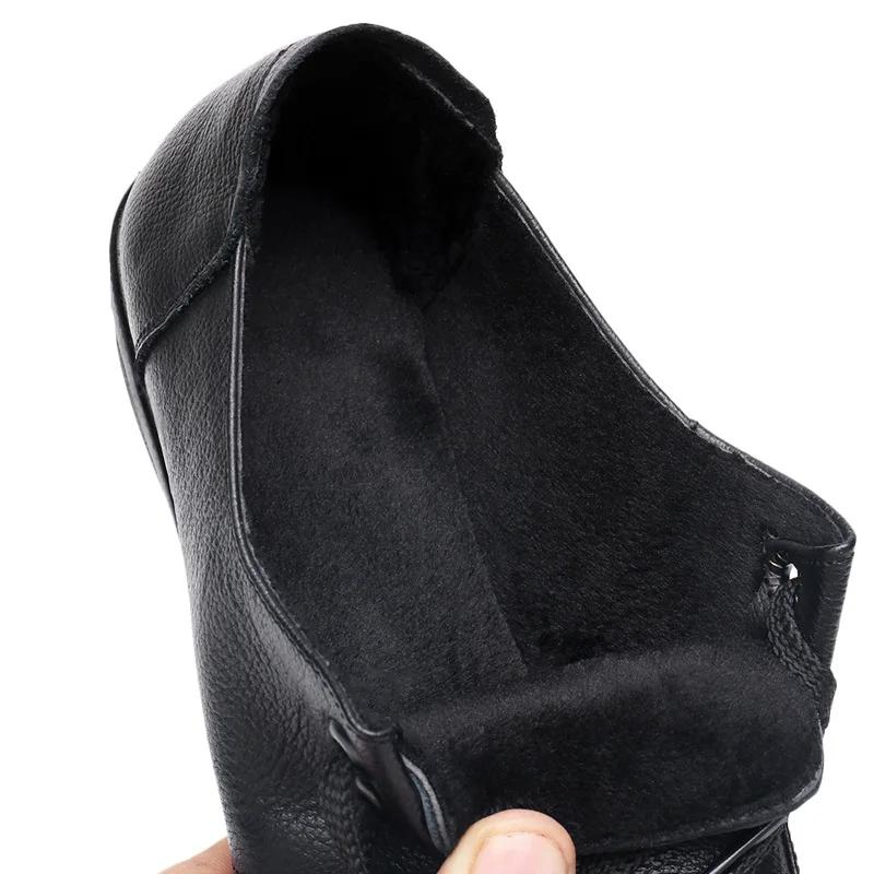 Fashion New Women's Single Shoes Genuine Leather Wedge Heel Women's Shoes Soft Sole Middle-aged Elderly Flat Cowhide Mother's Shoes