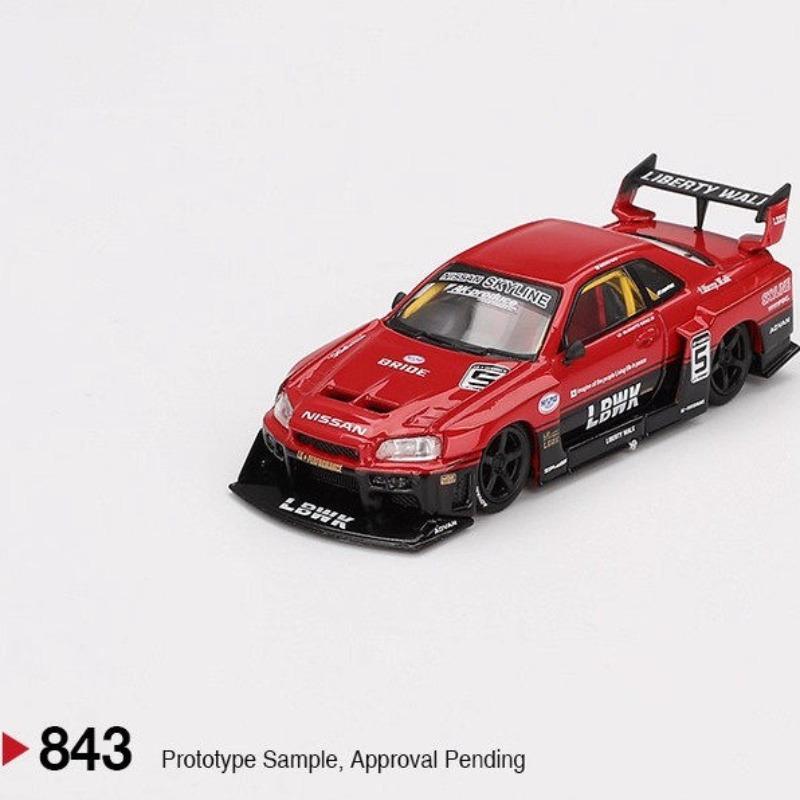 MINIGT 1:64 Nissan GTR ER34 LB Wide body Silhouette Simulation Alloy Car Model Desktop Ornament Collection Boys' Toys