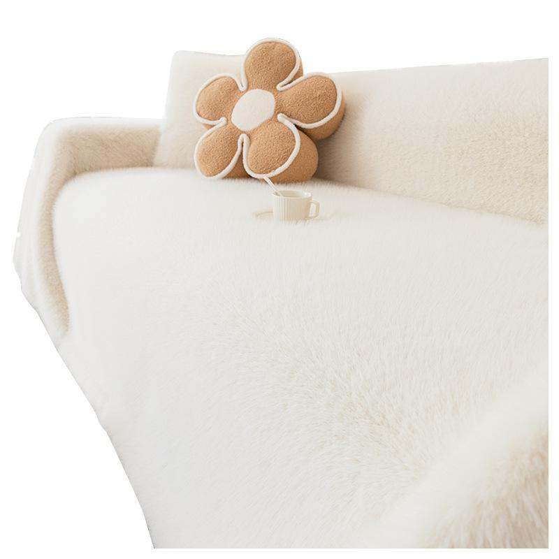 Zimní norková kožešina Přehoz na pohovku Krémový styl Látkový potah na pohovku Protiskluzová Hřejivá podložka na pohovku Deka