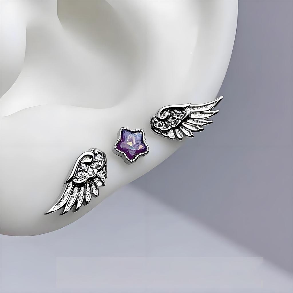 Punk Dopamine Shiny Star Tassel Colored Ear Bone Studs for Women Creative Allergy Prevention Earrings Jewelry Gifts