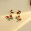 Retro-style double butterfly drop earrings for women elegant ear studs