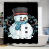 Tuniu Adorable Snowman Christmas Bathroom Shower Curtain Waterproof Festive Holiday Decor