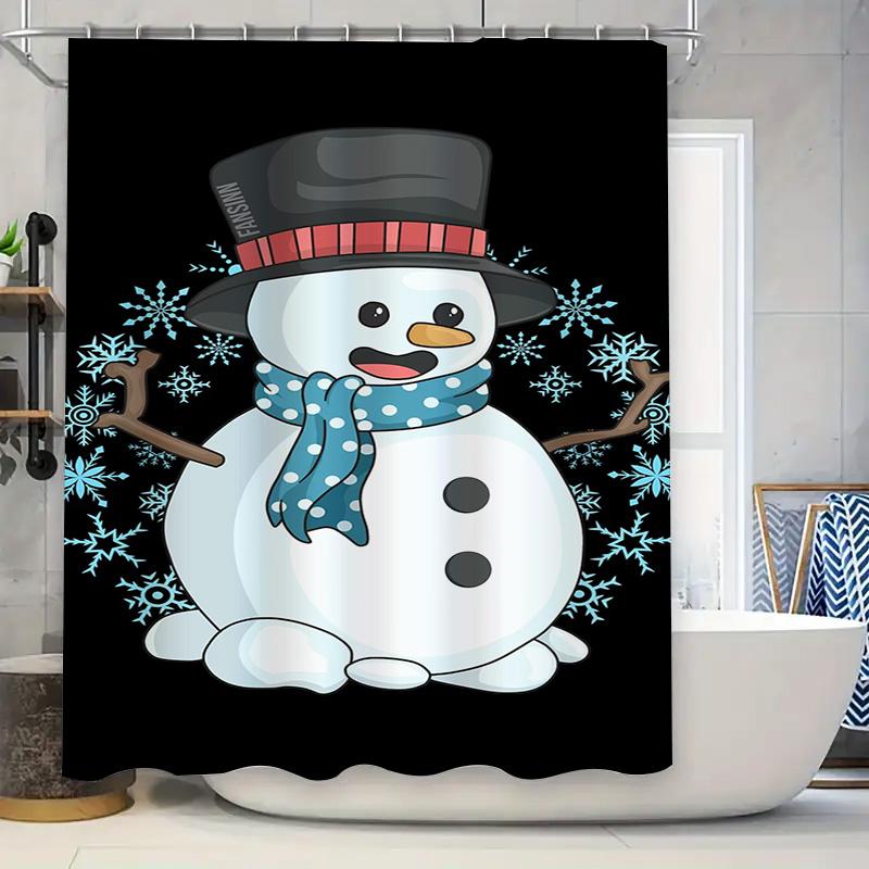 Tuniu Adorable Snowman Christmas Bathroom Shower Curtain Waterproof Festive Holiday Decor