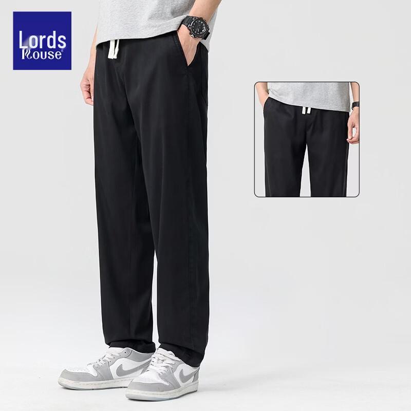 Luozhi Men s Tencel Lyocell Blend Loose Straight-Leg Casual Pants 36