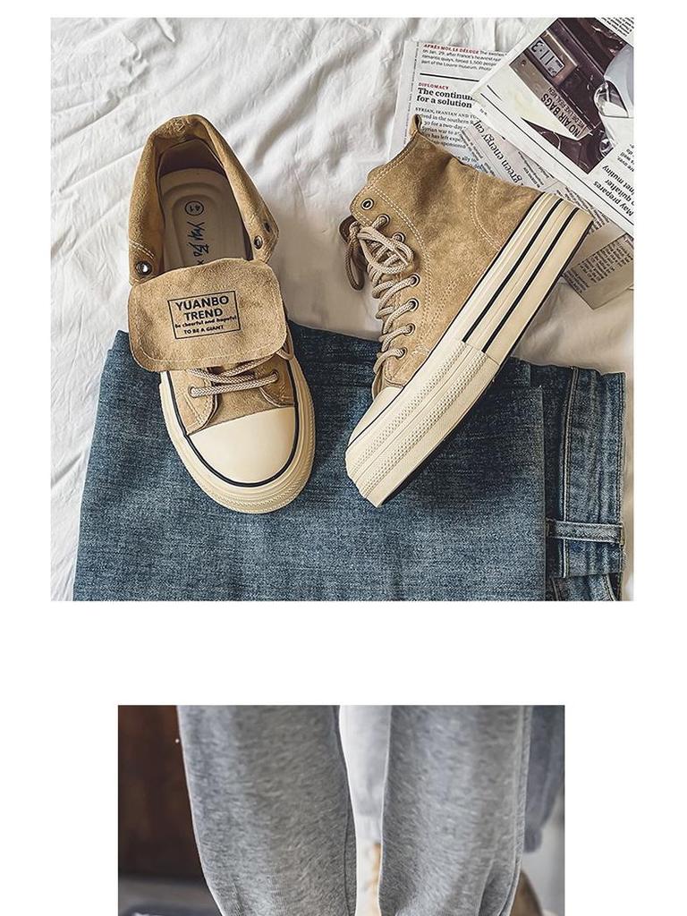 Unisex High-Top Canvas Shoes: Two-Way Styling, Thick-Soled, Basic Design for Men & Women