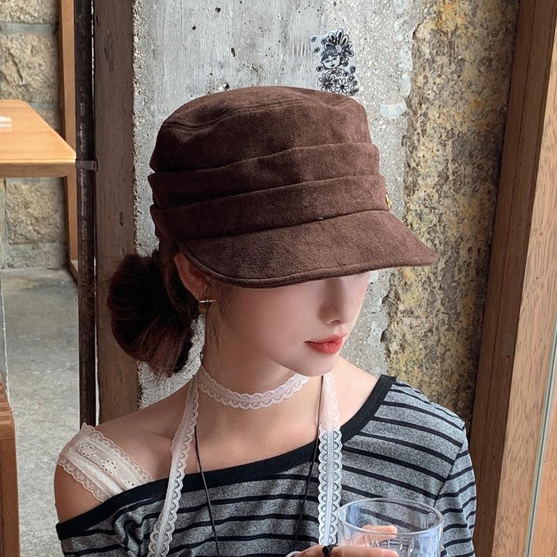

Beret female literary new retro equestrian hat wide brim show face small British painter hat M（56-58cm）