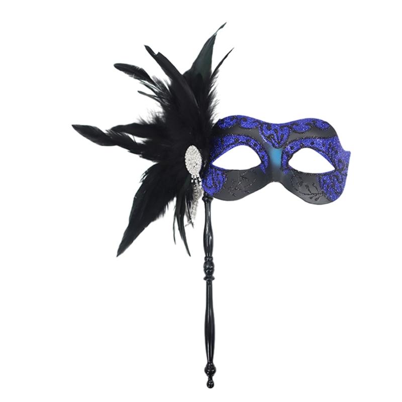 Venetian Masquerade Masks Halloween Mardi Gras Masks with Stick Ball Party Masks