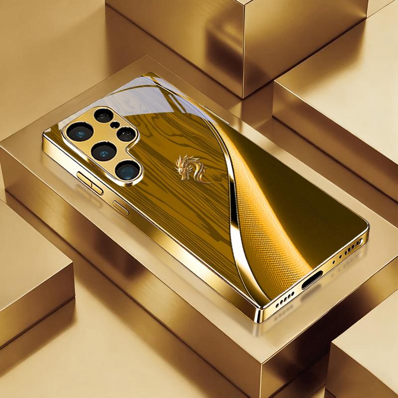 Dragon Texture Electroplated Golden Phone Case For Samsung Note 10 20 A06 A07 A12 A13 A14 A15 A16 A17 A22 A23 A25 Glass Cover