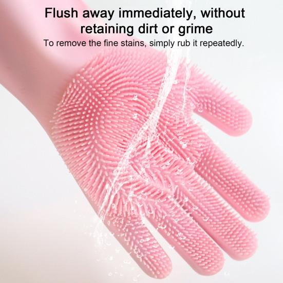 1 Pair Housework Gloves Silicone Cleaning Gloves with Anti-Slip Texture
