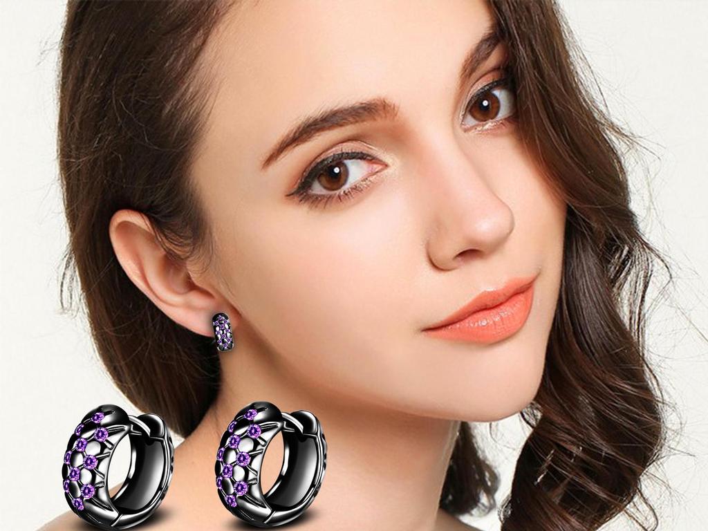 Elegant Black Gold Amethyst Earrings for Women – Creative and Fashionable Jewelry
