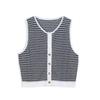 Retro Striped Sleeveless Knit Vest for Women - Spring/Summer 2025 Collection